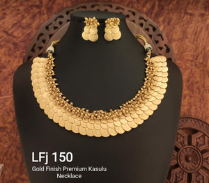 GOLD FINISH PREMIUM KASULU NECKLACE SET FOR WOMEN-NSWLFJ150