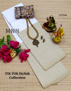 TIK-TOK COLOR CONCEPT CHETTINAD SAREE WITH JEWELLERY COMBO-KMSG3SW002