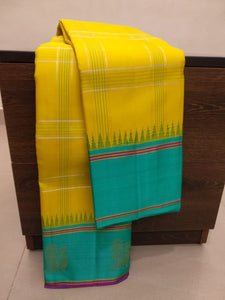 TRADITIONAL KORVAI DESIGN YELLOW KANJEEVARAM SILK SAREE FOR WOMEN-PSKSS0221231