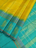 TRADITIONAL KORVAI DESIGN YELLOW KANJEEVARAM SILK SAREE FOR WOMEN-PSKSS0221231