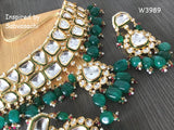 GREEN KUNDAN BRIDAL NECKLACE SET FOR WOMEN -RG32KNS001