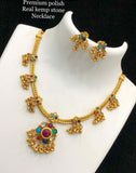 MATTE GOLD FINISH GHUNGROO KEMP NECKLACE SET FOR WOMEN -ARTNS001