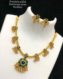 MATTE GOLD FINISH GHUNGROO KEMP NECKLACE SET FOR WOMEN -ARTNS001