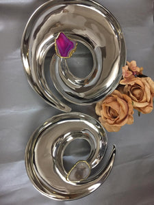 METAL JALEBI PLATTER WITH RESIN DECORATION FOR PARTY DECOR-HDV001PP