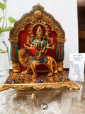 MAA DURGA MURTI WITH DURBAR IN METAL WITH DECORATIVE STONE WORK -BLMD001