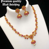 FLORA FANTASY,PREMIUM QUALITY MATTE GOLD FINISH NECKLACE SET FOR WOMEN -ARTNSW001FF