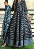 NAVY BLUE ANARKALI COTTON KURTI WITH DUPATTA FOR WOMEN -FOWKD001