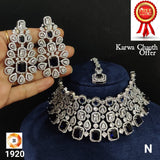 ELEGANT AMERICAN DIAMOND NECKLACE SET WITH MANGTIKKA FOR WOMEN -MOENSWM001