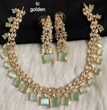 GREEN SPARKLES, PATEL GREEN STONE GOLD FINISH NECKLACE SET FOR WOMEN -RIGNSW001PG