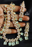 GREEN SPARKLES, PATEL GREEN STONE GOLD FINISH NECKLACE SET FOR WOMEN -RIGNSW001PG