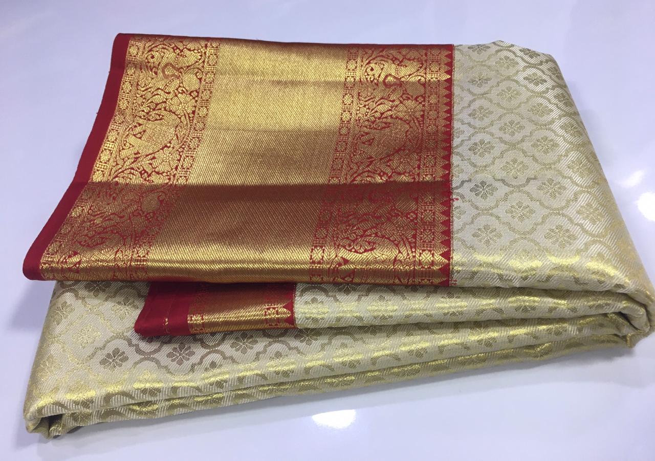 White And Gold Border Party Wear & Wedding Wear Fashionable Bridal Silk  Saree at Rs 21950 in Salem