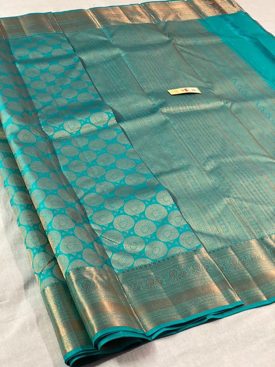 NEELIMA, Blue Brocade Kanchipuram Pure silk Handloom Saree for Women ...