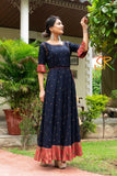 BLUE LONG RAYON KURTI FOR WOMEN -MAWBKW001