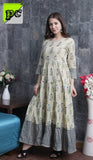 LONG FLAIR COTTON KURTI WITH MIRROR WORK -MAWKW001