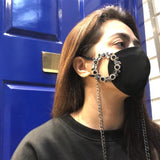 REDROSE , BLACK COLOR ORNAMENTAL MASK WITH CHAIN FOR WOMEN -FIMC001B