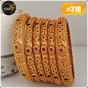 SUDHARMA , SET OF 6 ,MATTE GOLD FINISH BANGLES FOR WOMEN -SAYDBW001SD