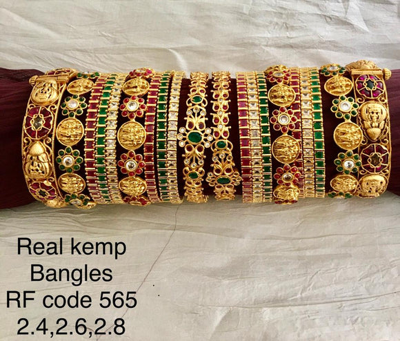 SUHASINI, GOLD FINISH REAL KEMP BRIDAL BANGLES SET FOR WOMEN -ARTBS001S