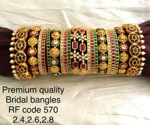 JAHANARA, GOLD FINISH REAL KEMP BRIDAL BANGLES SET FOR WOMEN -ARTBS001J