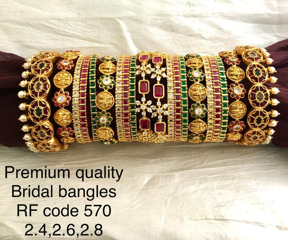 JAHANARA, GOLD FINISH REAL KEMP BRIDAL BANGLES SET FOR WOMEN -ARTBS001J