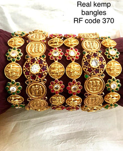 KALPANA, GOLD FINISH REAL KEMP BRIDAL BANGLES SET FOR WOMEN -ARTBS001K