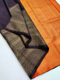 ORANGE AND PURPLE COMBINATION TRADITIONAL HANDLOOM SOFT SILK SAREE FOR WOMEN -PDSKP001