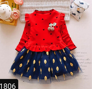 RED CUTE FROCK  DRESS FOR LITTLE GIRLS-SKDPD001R