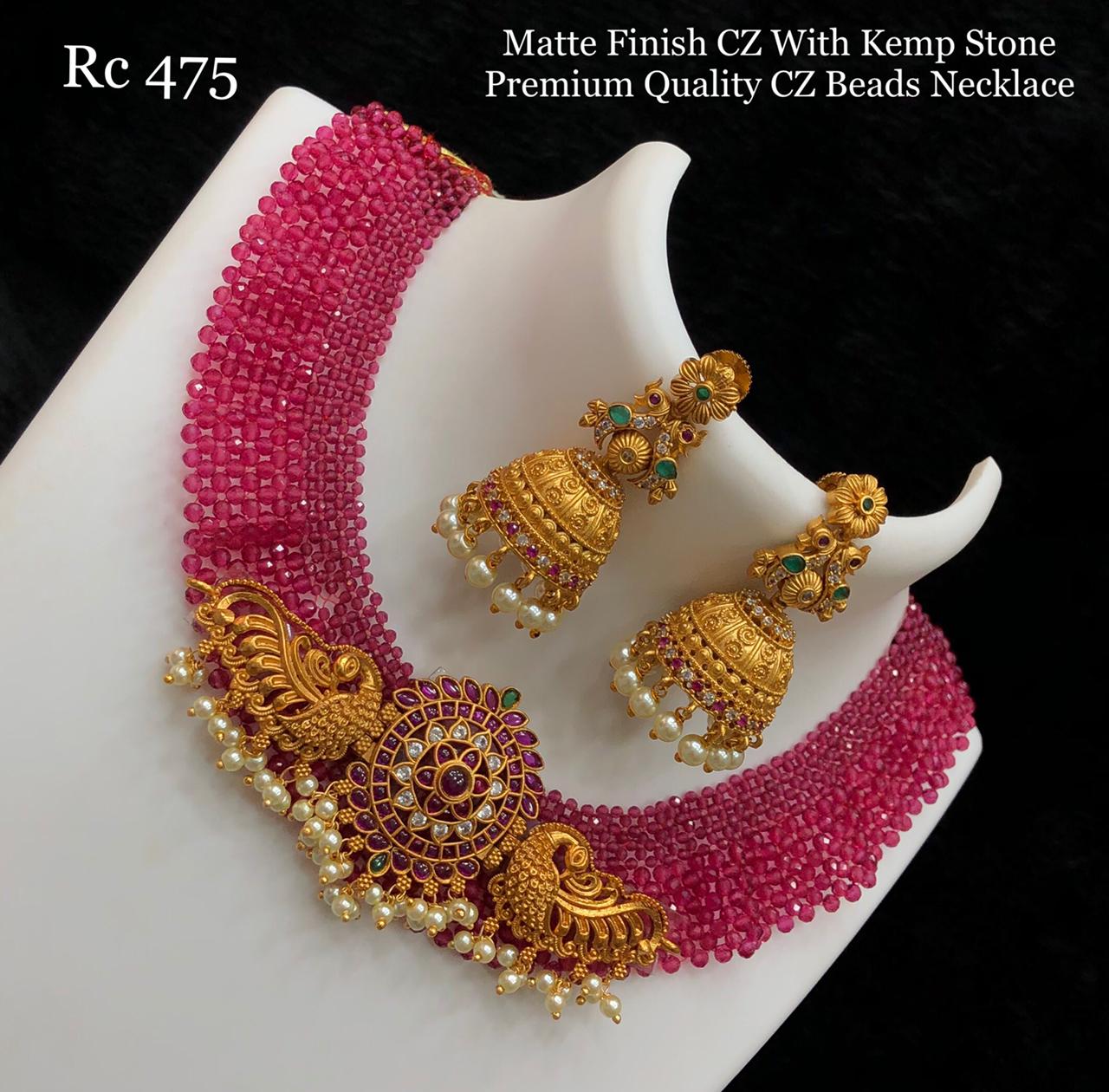 MOHINI, MATTE FINISH CZ WITH KEMP STONES PREMIUM QUALITY CZ BEADS