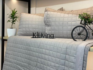 GREY COLOR QUILTED BEDCOVER WITH SMALL CHECKS FOR SUMMER-GIRIBC001G