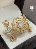 VYSHALI , GOLD PLATED DESIGNER ENAMELLED  KUNDAN 3 FINGER RING/TRIPLE FINGER RING  FOR WOMEN -LRDR001I