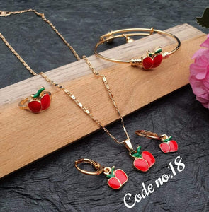 APPLE RED , ENAMELLED JEWELLERY COMBO FOR LITTLE PRINCESS-RJCJ001A