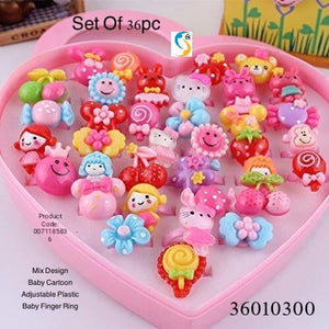 SET OF 36 PCS ADJUSTABLE CUTE FINGER RINGS FOR GIRLS-JG2001