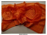 ORANGE COLOR  HAND APPLIQUE COTTON DUPPATTA FOR WOMEN-KIADW001O