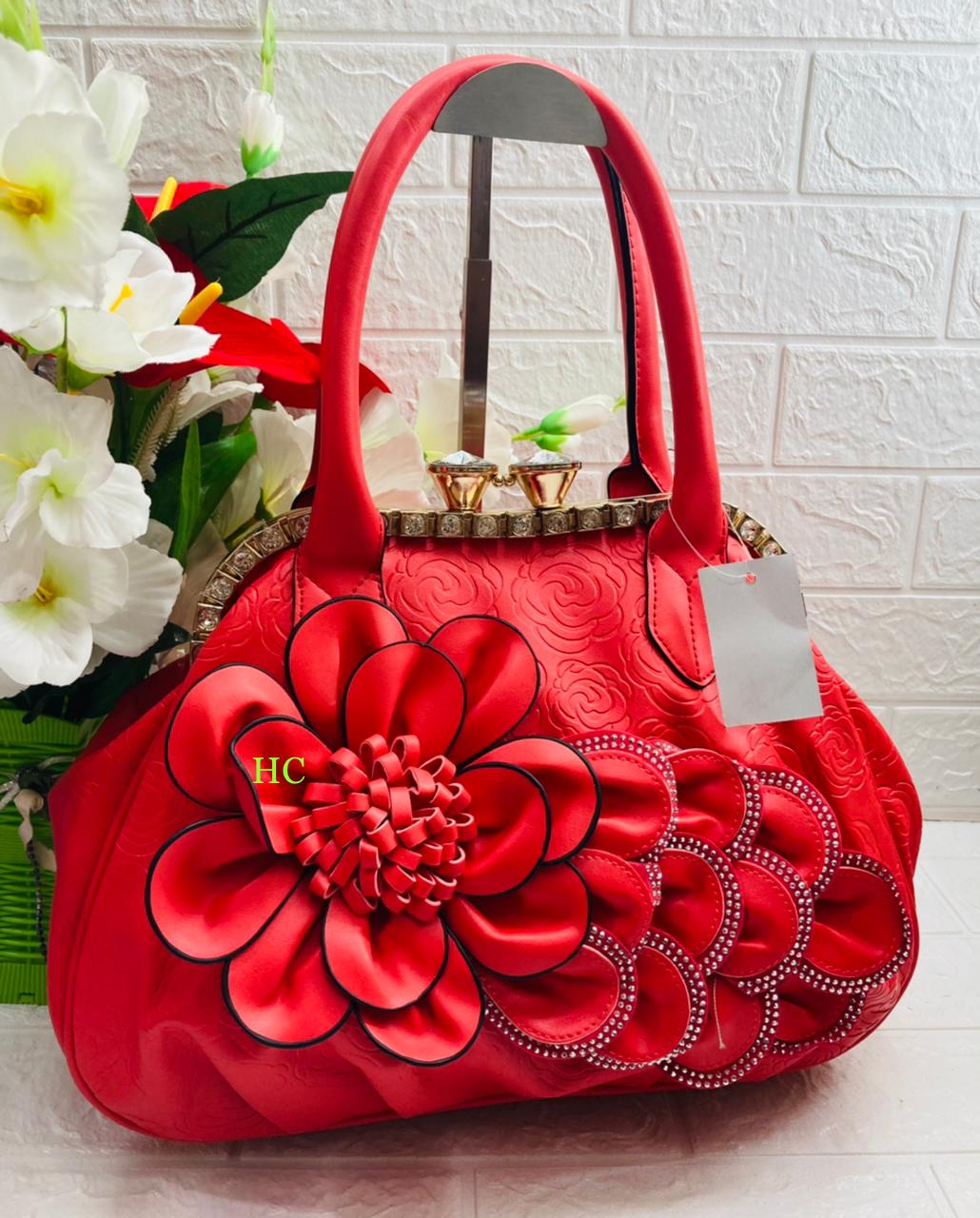 New Designer Stylish Diamond Flower Wedding Hand Bags for Women