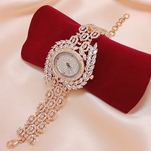 ELEGANT ROSE GOLD FINISH AMERICAN DIAMOND WATCH FOR WOMEN-JAYRGW001