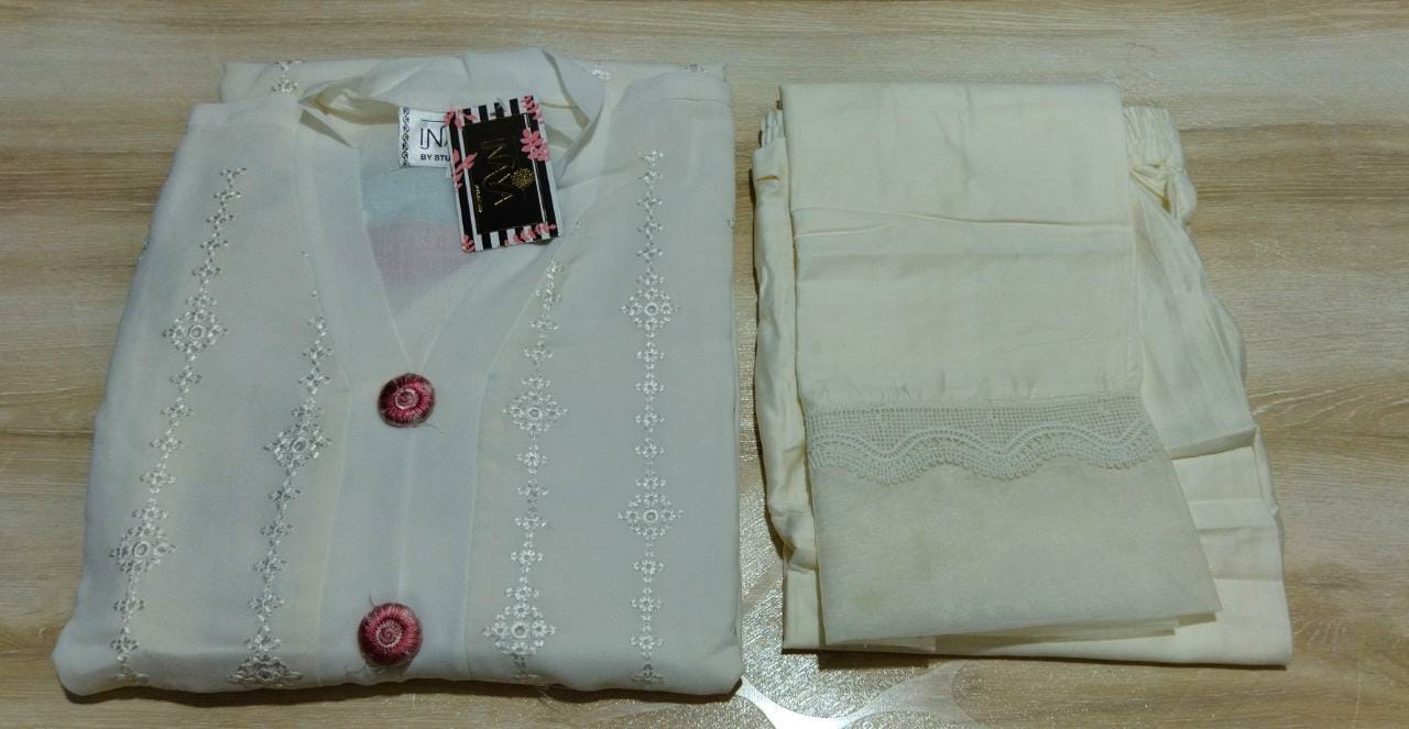 Buy Grey Embroidered Chanderi Kurta with Cotton Pants  Set of 2   VJ68AUG108VJ68AUG  The loom