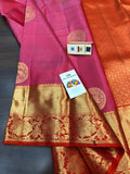 VIBRANT COMBINATION OF PINK AND ORANGE  PURE SILK BRIDAL SAREE -PDSBSS001