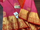 VIBRANT COMBINATION OF PINK AND ORANGE  PURE SILK BRIDAL SAREE -PDSBSS001