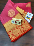 VIBRANT COMBINATION OF PINK AND ORANGE  PURE SILK BRIDAL SAREE -PDSBSS001