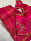 PINK BRIDAL SOFT SILK SAREE WITH DESIGNER BLOUSE-ROYALS001