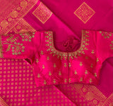 PINK BRIDAL SOFT SILK SAREE WITH DESIGNER BLOUSE-ROYALS001