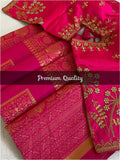 PINK BRIDAL SOFT SILK SAREE WITH DESIGNER BLOUSE-ROYALS001