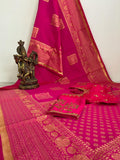 PINK BRIDAL SOFT SILK SAREE WITH DESIGNER BLOUSE-ROYALS001