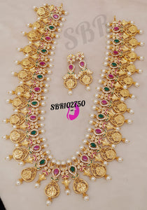 SHUBANGI , MATTE GOLD FINSH LONG NECKLACE SET FOR WOMEN-SAYDNSL001