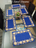 VELVET QUILTED  6 PC'S DINNING TABLE MAT SET-PREETDTS001