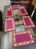 VELVET QUILTED  6 PC'S DINNING TABLE MAT SET-PREETDTS001