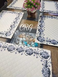 VELVET QUILTED  6 PC'S DINNING TABLE MAT SET-PREETDTS001