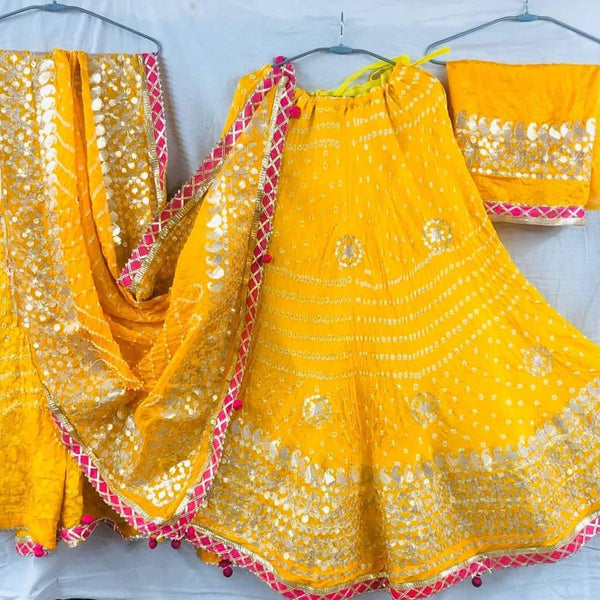 Buy Bridal Wear Yellow Gota Work Organza Lehenga Choli Online From Surat  Wholesale Shop.