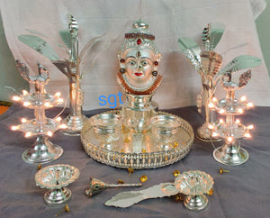 VARALAKSHMI POOJA SPECIAL GERMAN SILVER THALI -SNVLPT001A