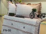 FUSION, ONION PINK COLOR  BED COVER WITH FRILLS AND HANDMADE FLOWERS -PREETF001OP