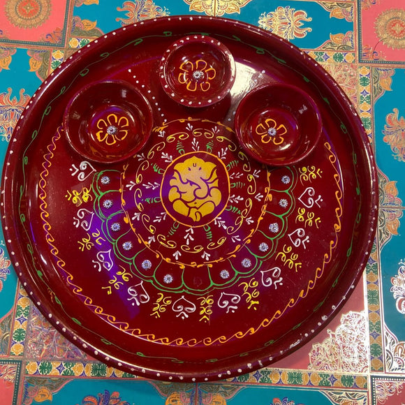 SET OF 5 ,  HAND PAINTED THALI SET FOR PUJA-MAKR001